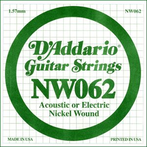 D'ADDARIO NW062 NICKEL WOUND ELECTRIC GUITAR SINGLE STRING .062