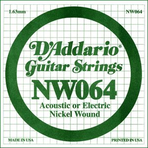 D'ADDARIO NW064 NICKEL WOUND ELECTRIC GUITAR SINGLE STRING .064