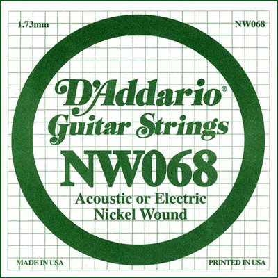 D'ADDARIO NW068 NICKEL WOUND ELECTRIC GUITAR SINGLE STRING .068