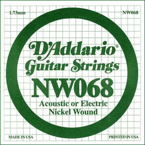 D'ADDARIO NW068 NICKEL WOUND ELECTRIC GUITAR SINGLE STRING .068