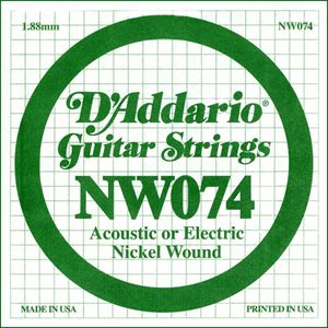 D'ADDARIO NW074 NICKEL WOUND ELECTRIC GUITAR SINGLE STRING .074