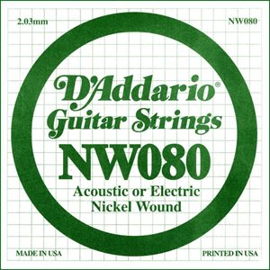 D'ADDARIO NW080 NICKEL WOUND ELECTRIC GUITAR SINGLE STRING .080