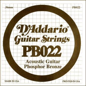 D'ADDARIO PB022 PHOSPHOR BRONZE WOUND ACOUSTIC GUITAR SINGLE STRING .022