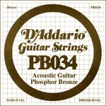 D'ADDARIO PB034 PHOSPHOR BRONZE WOUND ACOUSTIC GUITAR SINGLE STRING .034