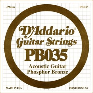 D'ADDARIO PB035 PHOSPHOR BRONZE WOUND ACOUSTIC GUITAR SINGLE STRING .035