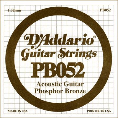D'ADDARIO PB052 PHOSPHOR BRONZE WOUND CORDE À L'UNITÉ GUITARE ACOUSTIQUE .052 D'ADDARIO PB052 PHOSPHOR BRONZE WOUND CORDE À L'UNITÉ GUITARE ACOUSTIQUE .052