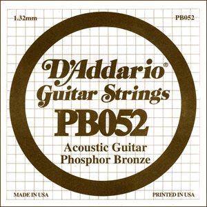 D'ADDARIO PB052 PHOSPHOR BRONZE WOUND CORDE À L'UNITÉ GUITARE ACOUSTIQUE .052
