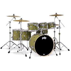 PACIFIC DRUMS PDCM2217SO CONCEPT MAPLE SATIN OLIVE CR HW 7PCS SHELL PACK