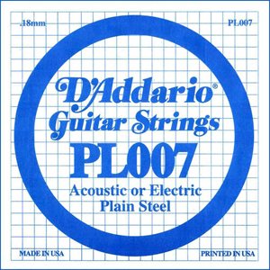 D'ADDARIO PL007 PLAIN STEEL CORDE À L'UNITÉ GUITARE .007