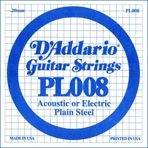 D'ADDARIO PL008 PLAIN STEEL GUITAR SINGLE STRING .008