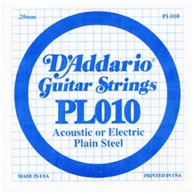 D'ADDARIO PL010 PLAIN STEEL CORDE À L'UNITÉ GUITARE .010