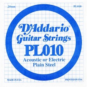 D'ADDARIO PL010 PLAIN STEEL CORDE À L'UNITÉ GUITARE .010