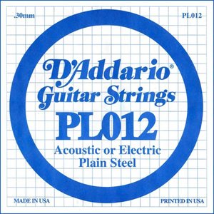 D'ADDARIO PL012 PLAIN STEEL GUITAR SINGLE STRING .012