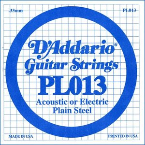 D'ADDARIO PL013 PLAIN STEEL CORDE À L'UNITÉ GUITARE .013