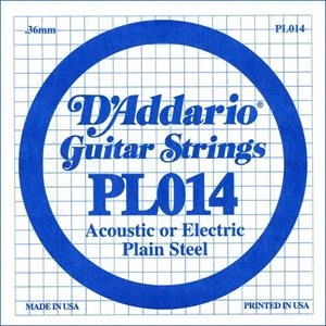 D'ADDARIO PL014 PLAIN STEEL GUITAR SINGLE STRING .014