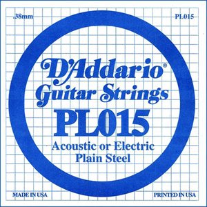D'ADDARIO PL015 PLAIN STEEL GUITAR SINGLE STRING .015
