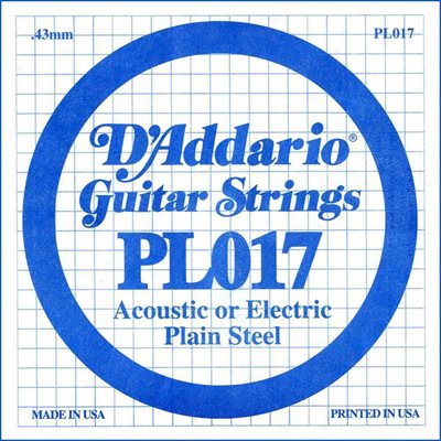 D'ADDARIO PL017 PLAIN STEEL CORDE À L'UNITÉ GUITARE .017