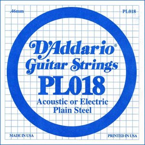 D'ADDARIO PL018 PLAIN STEEL GUITAR SINGLE STRING .018