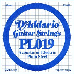 D'ADDARIO PL019 PLAIN STEEL CORDE À L'UNITÉ GUITARE .019