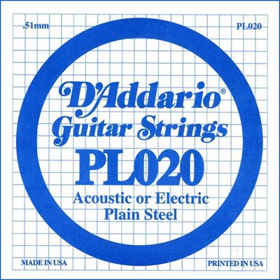 D'ADDARIO PL020 PLAIN STEEL GUITAR SINGLE STRING .020