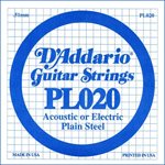 D'ADDARIO PL020 PLAIN STEEL GUITAR SINGLE STRING .020