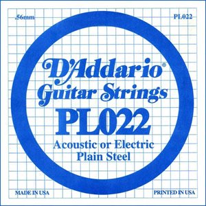 D'ADDARIO PL022 PLAIN STEEL GUITAR SINGLE STRING .022