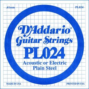 D'ADDARIO PL024 PLAIN STEEL GUITAR SINGLE STRING .024
