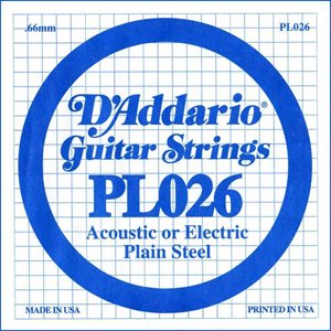 D'ADDARIO PL026 PLAIN STEEL GUITAR SINGLE STRING .026