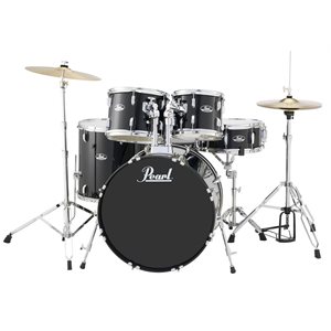 PEARL RS525SCC31 ROADSHOW 5PCS SHELL PACK JET BLACK W/HARDWARE AND CYMBALS (2216BD, 1008T, 1209T, 1616FT, 1455SD)