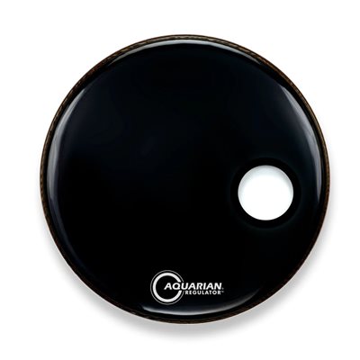 AQUARIAN REGULATOR RSM BLACK WITH OFFSET SMALL HOLE BASS DRUM 24 AQUARIAN REGULATOR RSM BLACK WITH OFFSET SMALL HOLE BASS DRUM 24